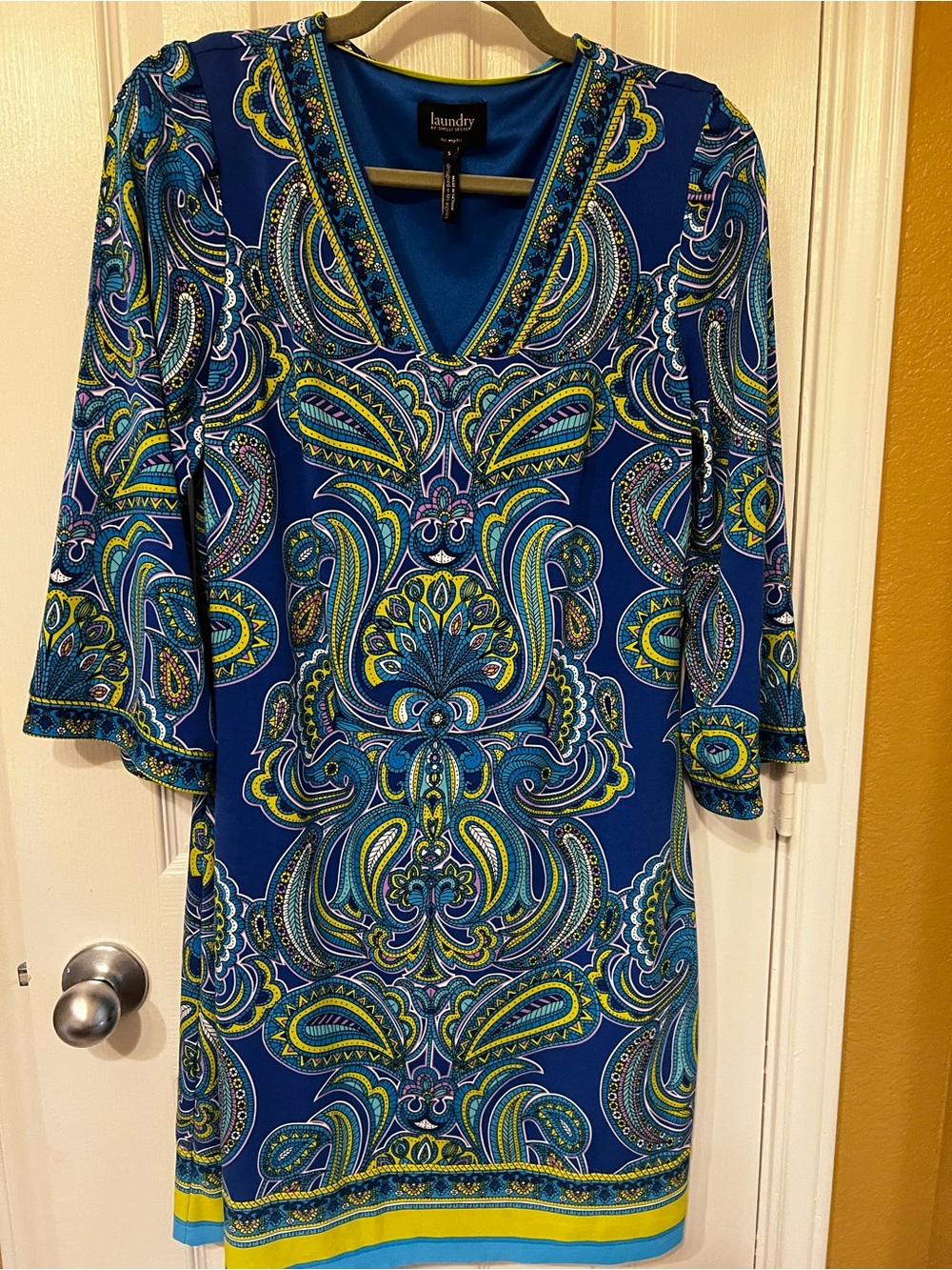 Laundry by Shelli Segal Blue Paisley Shift Dress, Size S